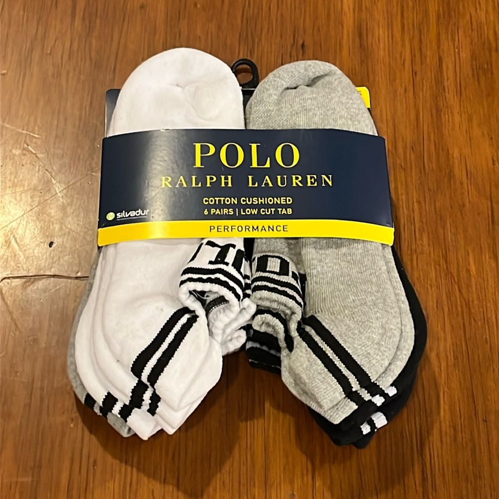 Polo Ralph Lauren Low Cut Tab Athletic Socks 6 pair Mens Shoe Size 6-12.5